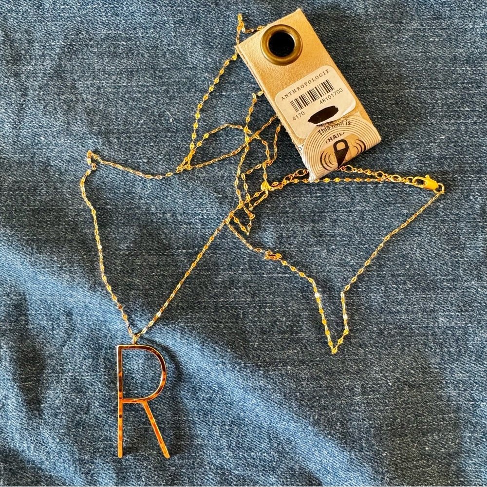 NWT Anthropologie initial R fashion necklace